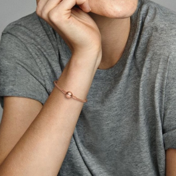 Pandora 14k Rose Gold Plated Mesh Bracelet. - Picture 2 of 8